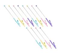 NUOBESTY 12pcs Beadable Metal Alligator Clip with Long Tail Clamp for DIY Crafts Photo Memo Business Card Holder Sturdy Candy Color Wire Stands for Christmas and Office Display