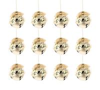 NUOBESTY 12pcs Christmas Bell Pendants Hanging Ornaments Iron Art Decorations Gold Color for Xmas Tree Window and Mall Hanging Decor Random Style