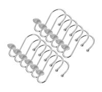 NUOBESTY 12Pcs Chrome S-shaped Shower Curtain Hooks Creative Decorative Curtain Hangers for Bathroom Drapes Towels and Lightweight