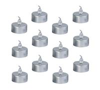 NUOBESTY 12pcs Flameless LED Candle Lights Realistic Bright Flickering Candle Bulbs Silver Electric Fake Candles for Seasonal Festival Celebration