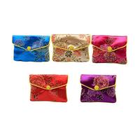 NUOBESTY 12pcs Jewelry Purse Pouch Bags Chinese Silk Style Brocade Embroidered Bag Coin Pouch with Zipper for Women Girls Size S