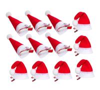 NUOBESTY 12pcs Mini Christmas Hat Hair Clips Plush Edges, 9.5cm Upright 5cm Folded Ear Styles, Cute Xmas Hairpins for Holiday Party Hair Accessories