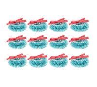 NUOBESTY 12pcs Mini Christmas Wreaths Garland Decor Blue-Green Jute Ribbon Bow 3CM Hanging Ornaments for Holiday Home Decoration