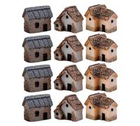 NUOBESTY 12pcs Mini House Village: Resin Miniature Houses Small Figurine Buildings for Crafts Fairy Backyard Decoration for Planting Bonsai Outdoor Ornament
