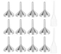 NUOBESTY 12pcs Mini Metal Funnels Set with 3ml Spring Droppers, Small Aluminum Alloy Funnels for Perfume Filling, Liquid Transfer, and Laboratory Use