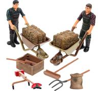 NUOBESTY 12Pcs Play Farm Figures Accessories Toy Set Realistic Farm Farmer Set with Farm Figures Mower Tools Bale Straw Mini Educational Playset Set for Kids Toddlers