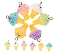 NUOBESTY 12Pcs Resin Ice Cream Charms for Diy Jewelry Making, Assorted Color Pendants for Necklaces, Bracelets, Keychains, and Earrings