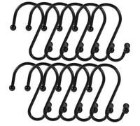 NUOBESTY 12pcs S Shape Shower Curtain Hooks Black Stainless Steel Rustproof Curtain Hangers for Bathroom Bedroom Versatile Heavy Duty Metal Rings