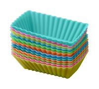 NUOBESTY 12Pcs Silicone Cake Baking Mould Cup Making Tool Classic Baking Cups for Cupcakes, Muffins, Cakes, Macarons, Easy to Store, Heat Resistant Random Color