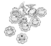 NUOBESTY 12pcs Silver Flower Shape Cabinet Knobs with Rhinestones, Decorative Door Handles for Kitchen Wardrobe Drawer Pulls, Modern Cupboard Hardware for Home Furniture