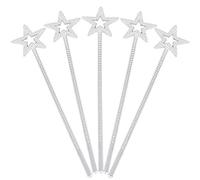 NUOBESTY 12Pcs Silver Plastic Fairy Star Wands Set for Girls Birthday Party Halloween Dress up Magical Costume Props - 22 X 7.5 X 1.0 Cm