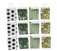 NUOBESTY 12pcs Soccer Party Favor Bags Vibrant Sports Party Bags with Handles for Candy Packaging for Soccer Birthday Decorations and Celebrations
