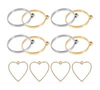 NUOBESTY 12pcs Stainless Steel Bezel Pendants Open Back Round Heart Shapes Elegant Design Sturdy Versatile Accessory for Creative Project Pendant Making