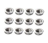 NUOBESTY 12Pcs Stainless Steel Round Flush Pull Handles for Sliding Doors Cabinets Recessed Flat Insert Design Silver Tone Hardware