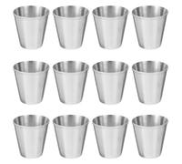 NUOBESTY 12pcs Stainless Steel Shot Glasses Small Silver Metal Shooters Drinking Vessel Cups Dipping Sauce Cup for Bar Home Restaurant Camping Travel(30ml)