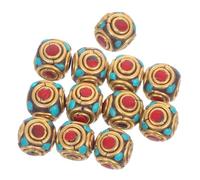 NUOBESTY 12PCS Tibetan Brass Buddhist Beads with Back Cloud Motif Large Hole Spacer Beads for DIY Jewelry Making Nepal Style for Bracelets Necklaces Keychains Meditation Charms