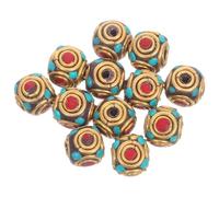 NUOBESTY 12PCS Tibetan Brass Spacer Beads with Extra-large Hole for DIY Buddhist Beads Jewelry Making for Bracelets Necklaces Keychains and Craft Projects