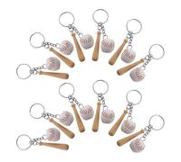 NUOBESTY 12pcs Wooden Baseball Bat Keychains with Baseball Pendant, Sports Themed Decorative Hanging Key Rings for Party Supplies and Bag Accessories