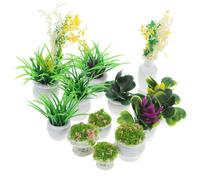 NUOBESTY 13 Pcs Miniature Doll House Plant Models Mini Potted Bonsai Faux Greenery Ornaments for Fairy Garden and Dollhouse Accessories Assorted Styles for Decorative Play Random Color