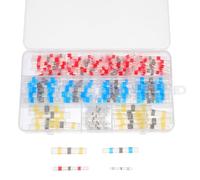 NUOBESTY 150pcs Heat Shrink Butt Connectors Set with Solder Seal, Insulated Wire Splice Terminals Kit in White Red Blue Yellow, Waterproof Electrical Connectors for Marine Automotive Truck