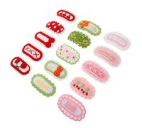 NUOBESTY 15pcs Cute Knitted Hair Clips Set for - Flower Crochet Snap Barrettes in Pink Red Green - Hair Accessories for Party School Festival Decor