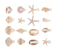 NUOBESTY 16 Pcs Ocean Animal Charms Alloy Pendants Lightweight Seashell Bracelet Necklace Accessories High Design Freedom Resist Fading Elegant Versatile Style for Beach Vacations