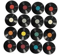 NUOBESTY 16pcs Black PVC Posters with Fake Records Stickers for Household Decor and Records Ornament, for Home Bar Decoration and Themed Party Music Fans