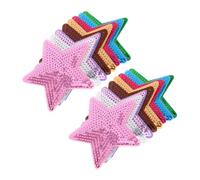 NUOBESTY 16pcs Iron Sequin Star Patches for Clothing Embroidered Five Pointed Stars with Glitter Sequins DIY Craft Accessories for Jeans Jackets Hats Bags Easy Sew Iron Application