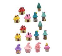 NUOBESTY 16pcs Mini Mushroom House Dollhouse Miniatures Fairy Miniatures Fairy House Kit Resin