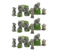 NUOBESTY 16Pcs Miniature Landscape Decorative Stones Set, Resin DIY Garden Stone Accessories Triangular, Stacked, and Lantern Shapes, Micro Landscape Props for Fairy Garden and Terrarium