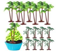NUOBESTY 16Pcs Miniature Palm Trees for Tropical Cake Decorations, Coconut Tree Cake Toppers for Wedding, Party, Cupcake Topper, 5.62 x 2.75 x 1.77 Inch