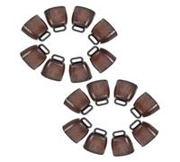 NUOBESTY 16pcs Rustic Vintage Iron Cow Bells for Pets and Farm Animals Loud Clear Sound for Long Distance Tracking Lightweight Metal Bells in Dark Red for Christmas Decoration and DIY Craft