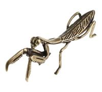 NUOBESTY 1Pc Brass Praying Mantis Statue, Vintage Mantis Desktop Ornament Golden Miniature Figurine for Home Tabletop Decor