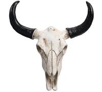 NUOBESTY 1Pc Cow Skull 3D Wall Art - Resin Skull Ornament Rustic Bull Horns Wall Sculpture Halloween Gothic Decor for Living Room, Bar, Farmhouse (8.46x8.46x2.36 Inch)