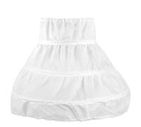 NUOBESTY 1Pc Girls Hoop Skirt, Kids White Petticoat with 3 Hoops, Full Slip Crinoline Petticoat for Girls Party Soiree Princess Skirt, 18.5 Inches
