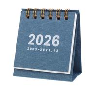 NUOBESTY 1Pc Mini Desk Calendar 2025-2026, Standing Flip Portable Small Desk Calendar Daily Planning for Home and Office, Blue