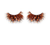 NUOBESTY 2 Pairs Dramatic False Eyelashes with Plume Material for Costume Party, Reusable and Environmentally Friendly Halloween Exaggerated Fake Lashes in Bright Orange