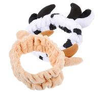 NUOBESTY 2 Pcs Animal Ear Spa Headbands for Women, Cute Flannel Face Washing Headbands with Flexible Horn Design, Practical Skincare Hair Accessories for Theme Party and Daily Use