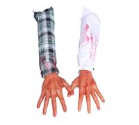 NUOBESTY 2 Pcs Halloween Fake Latex Severed Arms Scary Broken Hands Props for Haunted House Party Supplies