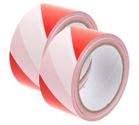NUOBESTY 2 Rolls Red White Striped Caution Tape Roll, Non-Adhesive PE Hazard Safety Tape for Construction, Crime Scene, and Barrier Warning, 4.8Cm X 100M Each