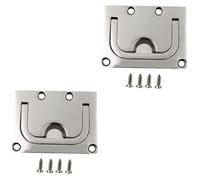 NUOBESTY 2 Sets Boat Hatch Latch Stainless Steel Ring Pull Handle Flush Ring Pull Handles for Use for Trap Door Latch