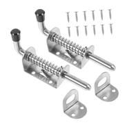 NUOBESTY 2 Sets Heavy Duty Stainless Steel Spring Bolt Latch Reinforced Barrel Bolt Lock for Doors Windows Gates Easy to Install Portable Design for Enhanced Security