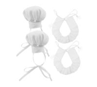 NUOBESTY 2 Sets Miniature Chef Hats and Neckerchiefs for Stuffed Dolls Adjustable Rope Tiny Doll Hats for Baking Role Play Lightweight Soft Decorative Caps for Dollhouse Accessories