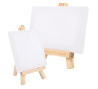 NUOBESTY 2 Sets Multi Function Mini Canvas and Easel Set DIY Painting Boards with Firm Frames Safe Rounded Edges for Art Display Craft Projects and Oil Painting
