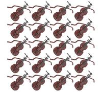 NUOBESTY 20 Sets of Miniature Violin Models, Coffee-Coloured Plastic Musical Instrument Ornaments, Christmas Desktop Decorations, 3.34 x 1.25 x 0.39 Inches