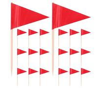 NUOBESTY 200pcs Red Toothpick Flags - Mini Small Triangle Cake Stick Cupcake Toppers - Cocktail Picks for Wedding Party Birthday, Baby Shower, New Year, Graduation