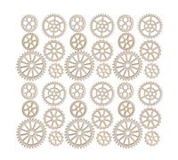 NUOBESTY 200pcs Wooden Gear Cutouts Steampunk Decor Gear Vintage Unfinished Paintable Mechanical Wheels for Wall Hangings and Parent Projects Random Style