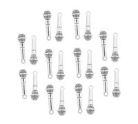 NUOBESTY 20pcs Antique Silver Alloy Microphone Charms for DIY Jewelry Making Miniature Music Pendant Bracelets Necklaces Keychains Crafting Accessories