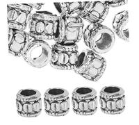 NUOBESTY 20pcs Antique Tube Bail Spacer Beads Alloy Large Hole Beads for Bracelet Making Craft Jewelry
