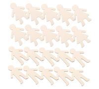 NUOBESTY 20pcs Blank Wooden Ornaments DIY Craft Kit for Unfinished Wood People Figures for Home Decor Handicraft Skill Building Family Creative Projects Boys Craft Supplies
